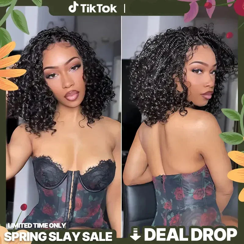 ⚠️ Hurry! 72% OFF✨13x6 HD Lace Wig Glueless Wear & Go 12” Boho Braids Water Wave Pre-Cut Lace Wig – Premium Fiber, Beginner Friendly