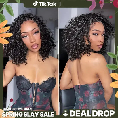 ⚠️ Hurry! 72% OFF✨13x6 HD Lace Wig Glueless Wear & Go 12” Boho Braids Water Wave Pre-Cut Lace Wig – Premium Fiber, Beginner Friendly