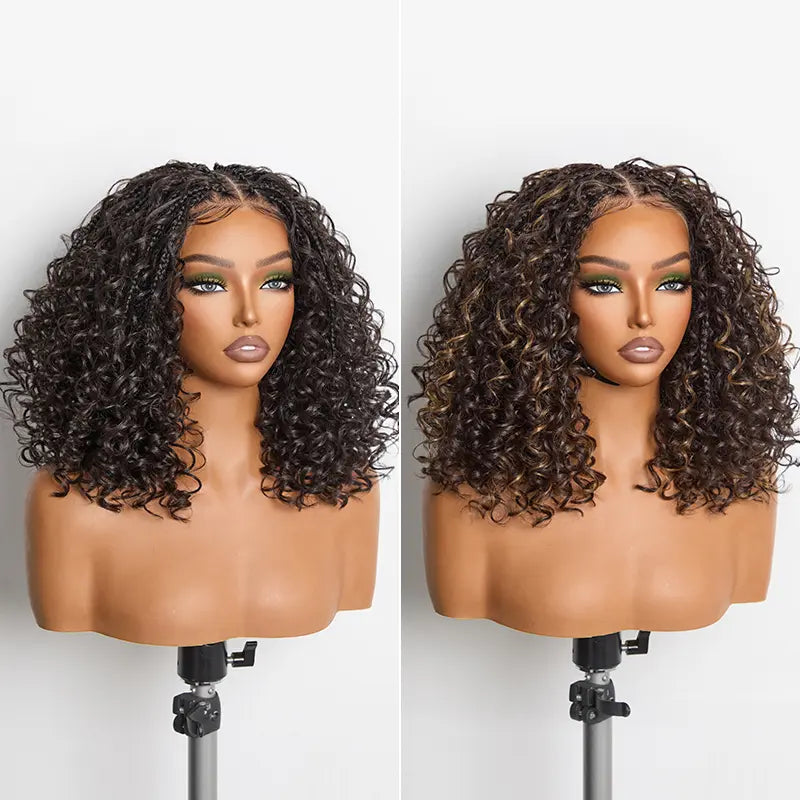 ⚠️ Hurry! 72% OFF✨13x6 HD Lace Wig Glueless Wear & Go 12” Boho Braids Water Wave Pre-Cut Lace Wig – Premium Fiber, Beginner Friendly