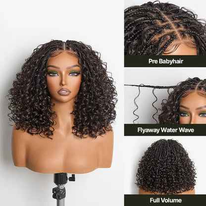 ⚠️ Hurry! 72% OFF✨13x6 HD Lace Wig Glueless Wear & Go 12” Boho Braids Water Wave Pre-Cut Lace Wig – Premium Fiber, Beginner Friendly