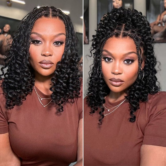 ✨ HD Full Lace Knotless Boho Braided Bob Wig – Pre-Cut Lace, Flexi Fit Invisi Drawstring Cap