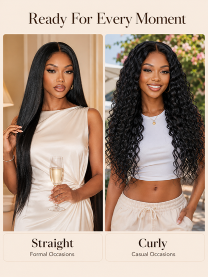 13x4 Pre-Cut Lace 2-in-1 Straight-to-Water-Wave Glueless