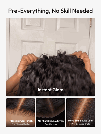 🥰 Water Wave Glueless Wig – 7×5 Lace, Full-Bodied Natural Flow for Everyday Wear