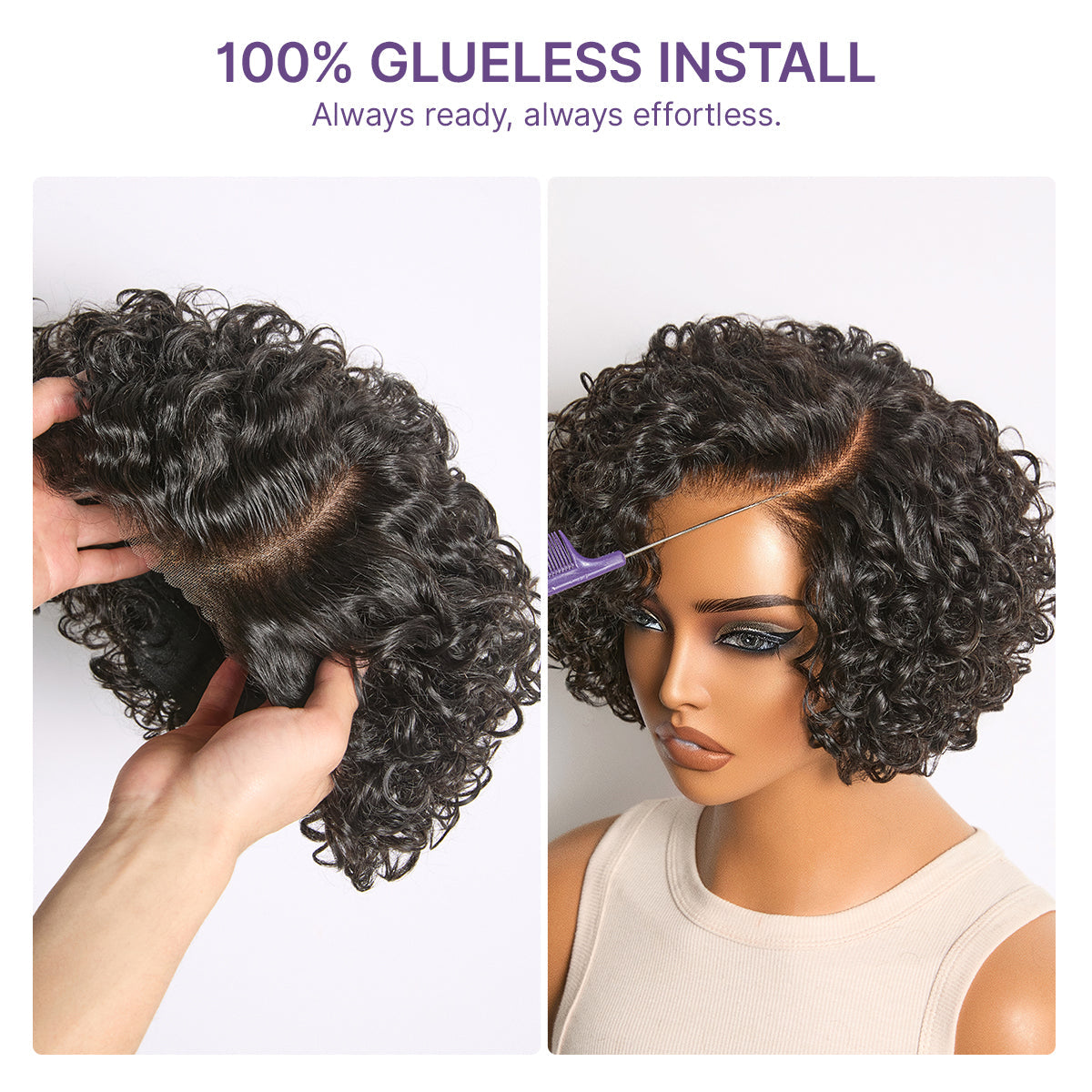 Chic Water Wave Short Wig – Lightweight Glueless Style with a Realistic Natural Finish