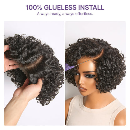 Chic Water Wave Short Wig – Lightweight Glueless Style with a Realistic Natural Finish