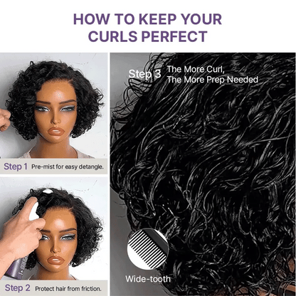 Chic Water Wave Short Wig – Lightweight Glueless Style with a Realistic Natural Finish