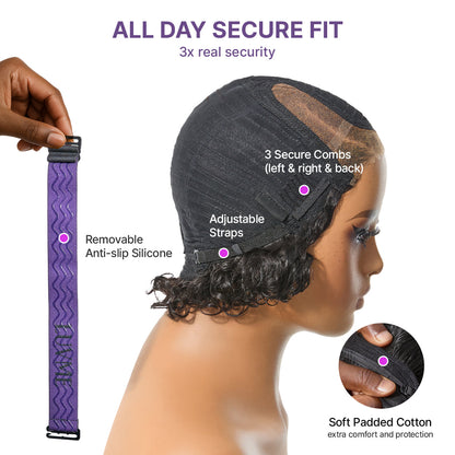 Chic Water Wave Short Wig – Lightweight Glueless Style with a Realistic Natural Finish