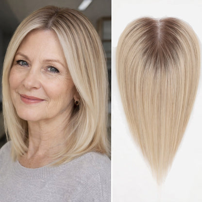 Natural Straight Hair Topper for Thinning Crown – Instant Volume & Seamless Coverage