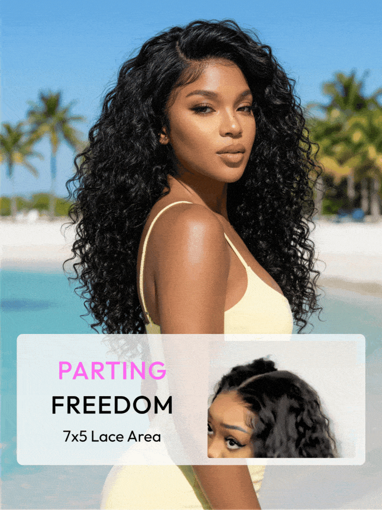 🥰 Water Wave Glueless Wig – 7×5 Lace, Full-Bodied Natural Flow for Everyday Wear