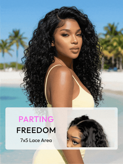 🥰 Water Wave Glueless Wig – 7×5 Lace, Full-Bodied Natural Flow for Everyday Wear