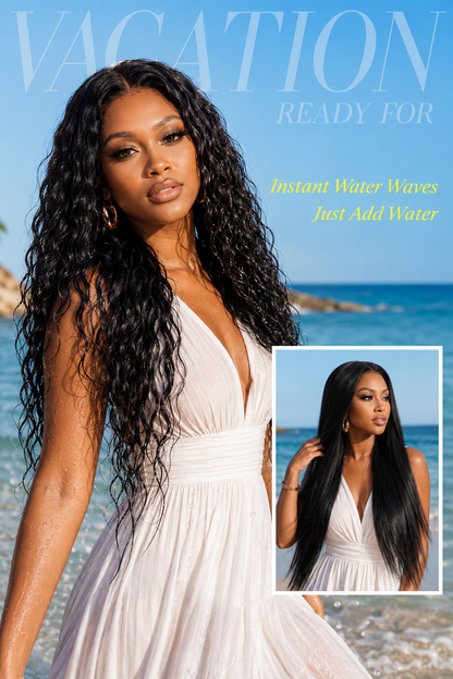 13x4 Pre-Cut Lace 2-in-1 Straight-to-Water-Wave Glueless