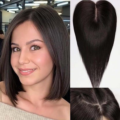 Natural Straight Hair Topper for Thinning Crown – Instant Volume & Seamless Coverage