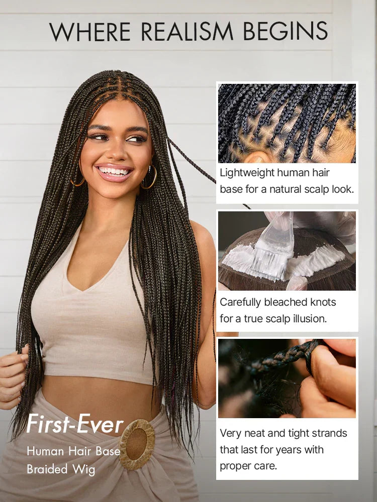 🥰[New Arrival] Salon Braids Super Natural Scalp Full HD Lace Knotless Box Braided Wig