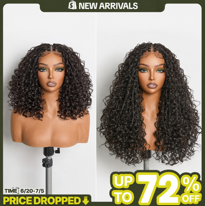 ⚠️ Hurry! 72% OFF✨13x6 HD Lace Wig Glueless Wear & Go 12” Boho Braids Water Wave Pre-Cut Lace Wig – Premium Fiber, Beginner Friendly