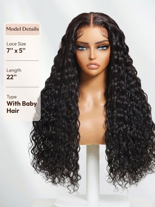 🥰 Water Wave Glueless Wig – 7×5 Lace, Full-Bodied Natural Flow for Everyday Wear