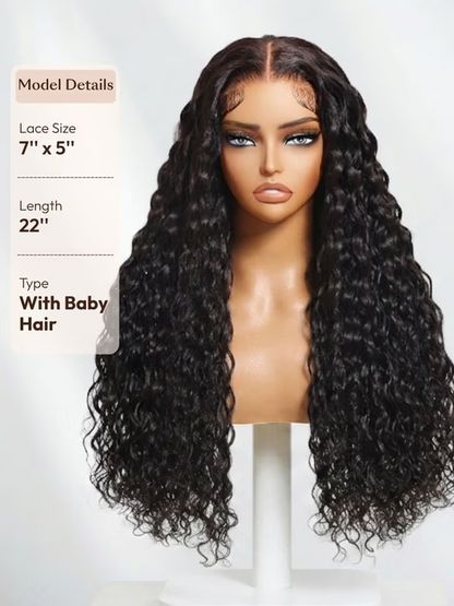 🥰 Water Wave Glueless Wig – 7×5 Lace, Full-Bodied Natural Flow for Everyday Wear