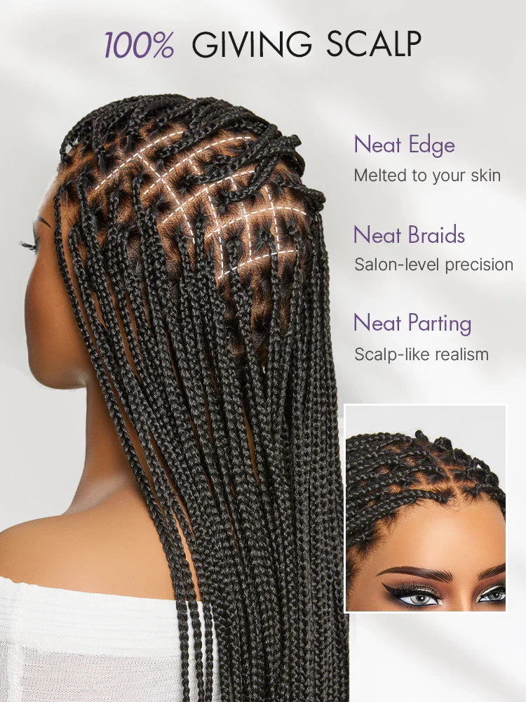 🥰[New Arrival] Salon Braids Super Natural Scalp Full HD Lace Knotless Box Braided Wig
