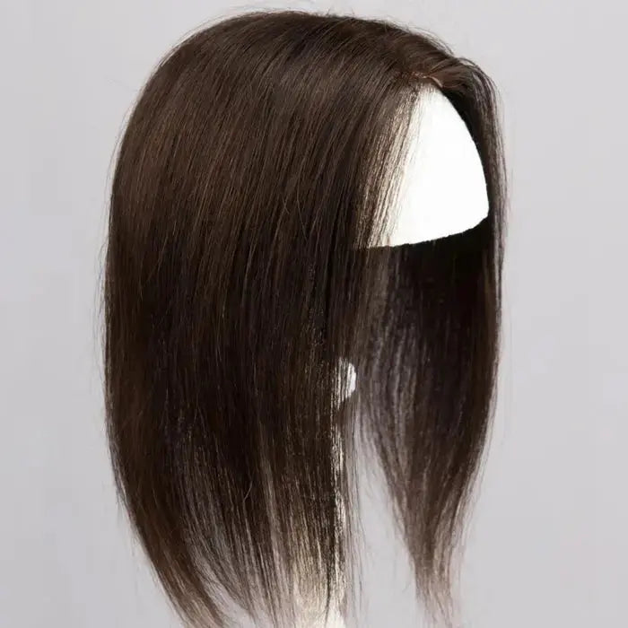 Shoulder Length Grey Full Handtied Mono Base Human Hair Topper for Women
