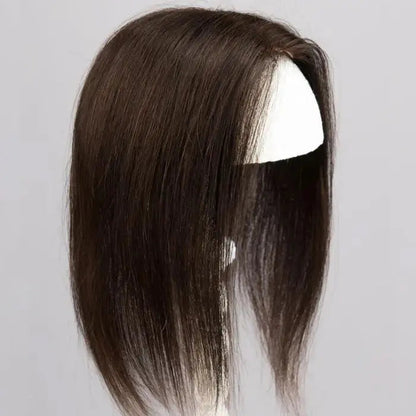 Shoulder Length Grey Full Handtied Mono Base Human Hair Topper for Women