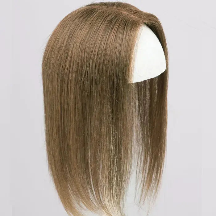 Shoulder Length Grey Full Handtied Mono Base Human Hair Topper for Women