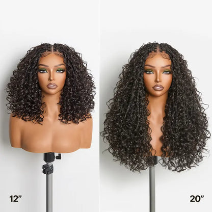 ⚠️ Hurry! 72% OFF✨13x6 HD Lace Wig Glueless Wear & Go 12” Boho Braids Water Wave Pre-Cut Lace Wig – Premium Fiber, Beginner Friendly