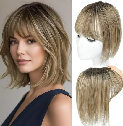 🔥🔥Human Hair Topper with Bangs | Hair Piece for Thinning Hair
