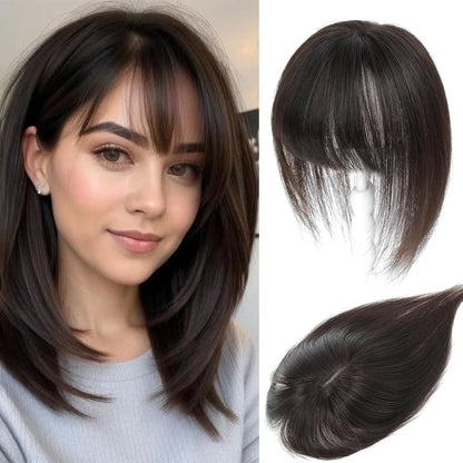 🔥 NEW ARRIVAL SALE-Human Hair Topper with Bangs | Hair Piece for Thinning Hair