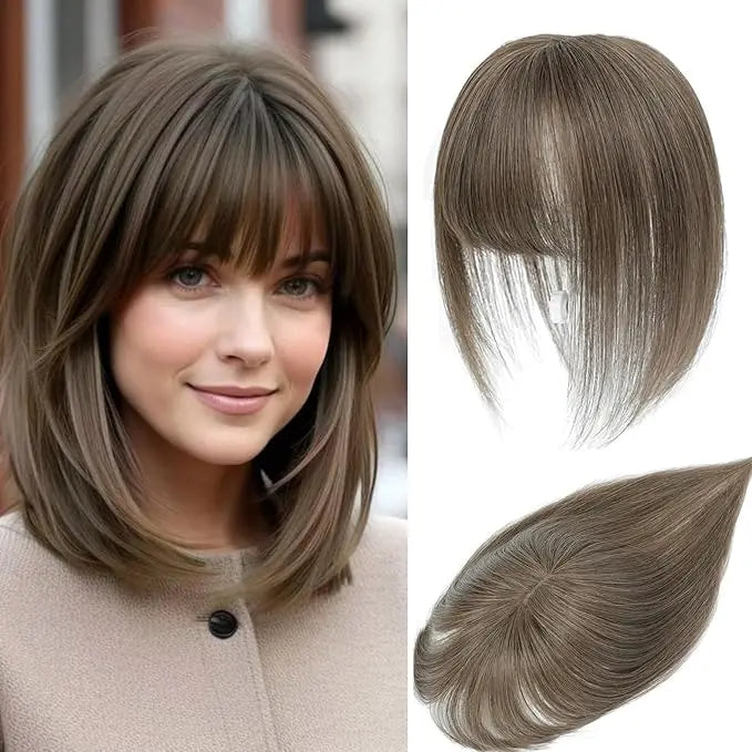 🔥 NEW ARRIVAL SALE-Human Hair Topper with Bangs | Hair Piece for Thinning Hair
