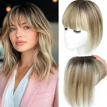 🔥 NEW ARRIVAL SALE-Human Hair Topper with Bangs | Hair Piece for Thinning Hair