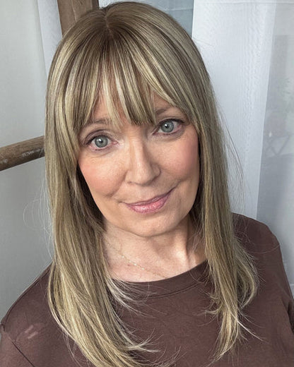 🔥 NEW ARRIVAL SALE-Human Hair Topper with Bangs | Hair Piece for Thinning Hair
