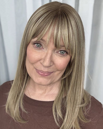 🔥 NEW ARRIVAL SALE-Human Hair Topper with Bangs | Hair Piece for Thinning Hair
