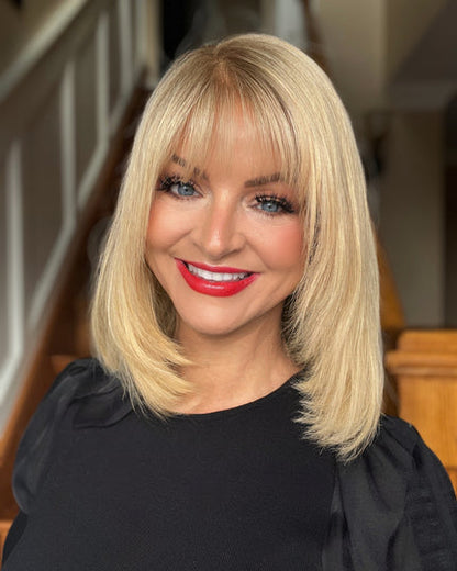 🔥 NEW ARRIVAL SALE-Human Hair Topper with Bangs | Hair Piece for Thinning Hair
