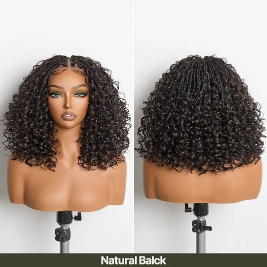 ✨13x6 HD Lace Wig Glueless Wear & Go 12” Boho Braids Water Wave Pre-Cut Lace Wig – Premium Fiber, Beginner Friendly