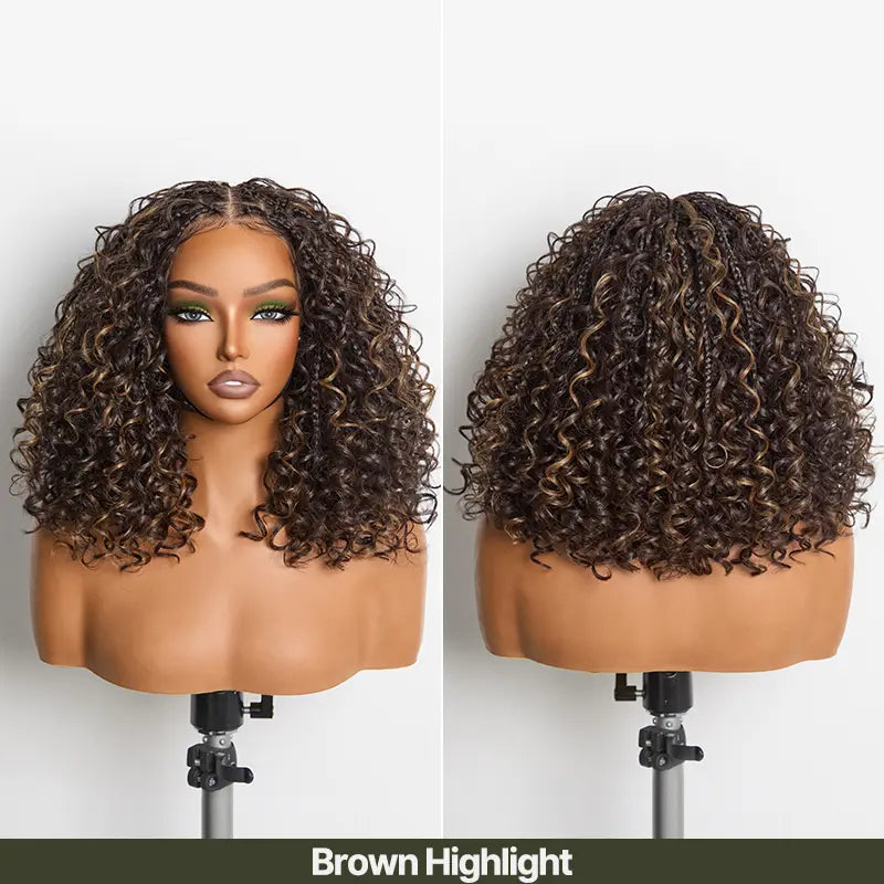 ⚠️ Hurry! 72% OFF✨13x6 HD Lace Wig Glueless Wear & Go 12” Boho Braids Water Wave Pre-Cut Lace Wig – Premium Fiber, Beginner Friendly