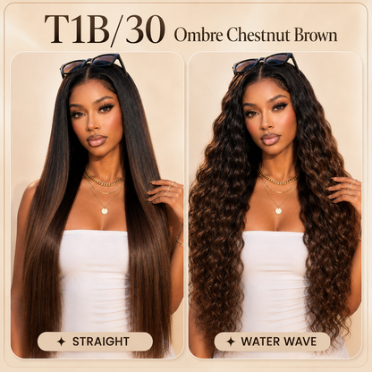 13x4 Pre-Cut Lace 2-in-1 Straight-to-Water-Wave Glueless